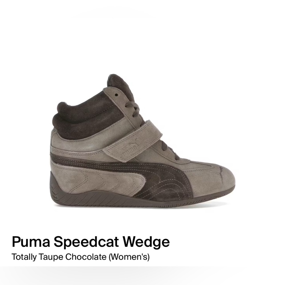 Puma Speedcat Wedge in Taupe and Chocolate